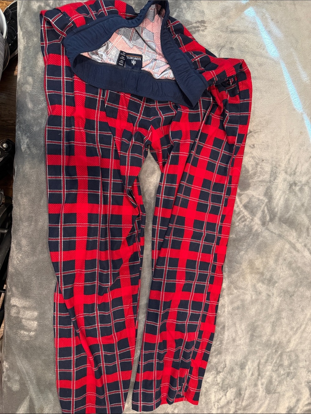RAINFOREST Red and Navy Plaid Kids Pajama Bottoms